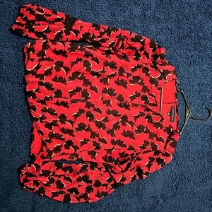 Red and Black Floral Blouse